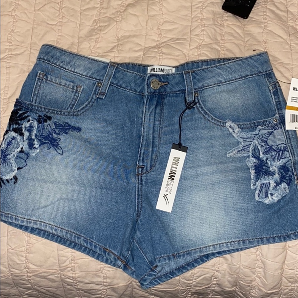 William Rast embroidered denim mid rise shorts